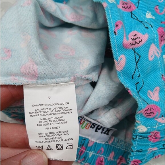 Kids Headquarters Girls Blue Shorts with Pink Flamingo and Heart Print Size 6 - Picture 6 of 6